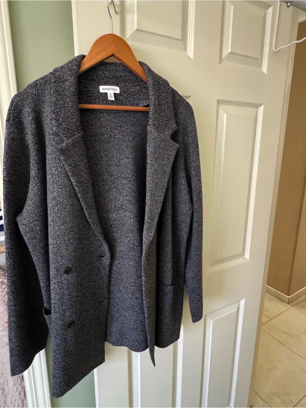 Nordstrom Charcoal Gray Knit Open-Front Sweater Blazer Like new